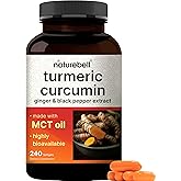 Turmeric Curcumin Supplement with Black Pepper & Ginger | 95% Curcuminoids | 240 Softgels with MCT Oil for Better Absorption (120 Day Supply)