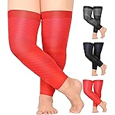 MGANG Full Leg Compression Sleeves for Men & Women, Thigh High 20-30mmHg Graduated Compression Stockings for Thigh Calf Knee Support, Pain, Swelling, Varicose Veins, Running, Sports, 1 Pair, Red XXL
