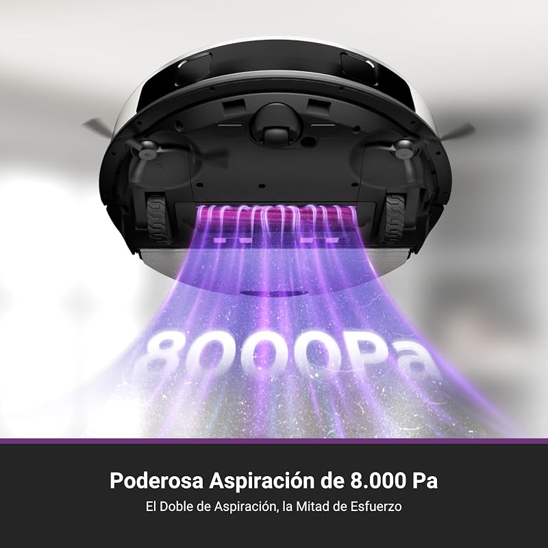 Aspirador de pó robô com esvaziamento automático eureka e20 plus, 8000 pa, esvaziamento automático de poeira, vida útil da bateria de 180 minutos, duodetect ai 3d para evitar obstáculos, para tapetes e pêlos de animais de estimação, branco
