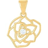 Jewels By Lux 10kt Yellow Gold Womens Cubic-Zirconia Flower Fashion Charm Pendant