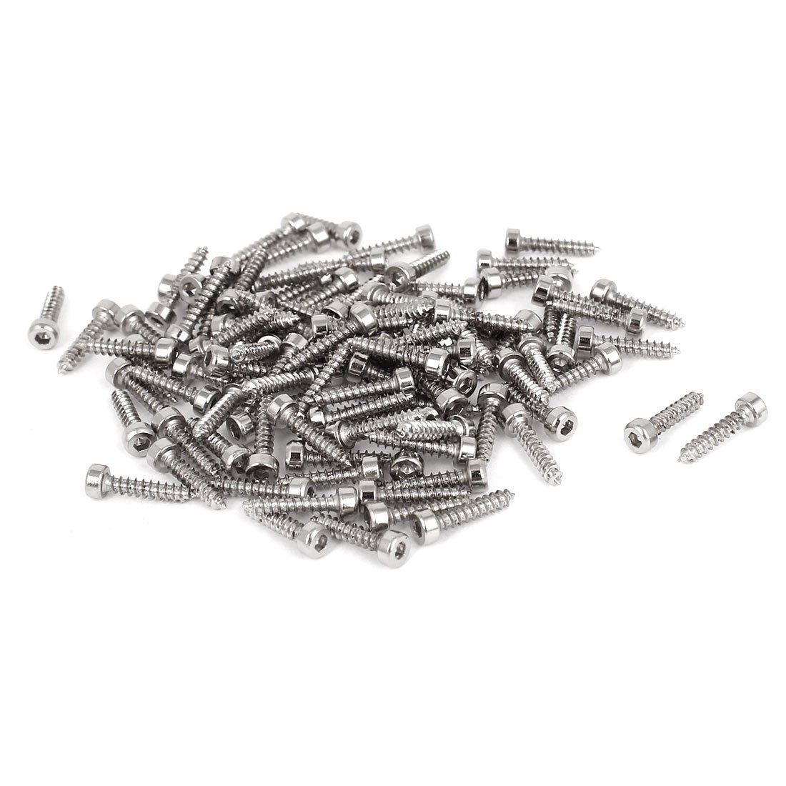 Sourcingmap M2 Hex Socket Head Cap Self-Tapping Screw, 100Pcs M2x10mm 304 Stainless Steel, Hexagon Socket Head Tapping Screws, Hex Drive, Self Tapping Point - Silver โ image 1