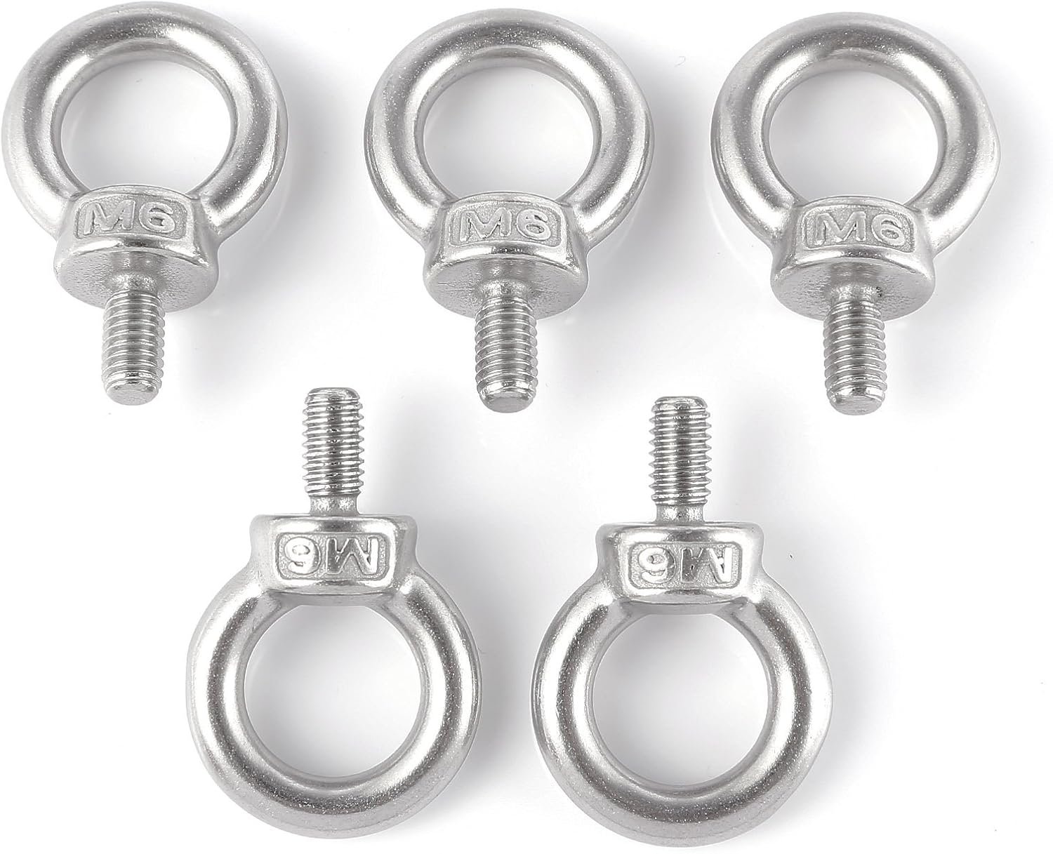 Hamimelon A4 Marine Grade Stainless Steel Lifting Eye Bolts M5 M6 M8 M10 Metric Thread (M6,5pcs