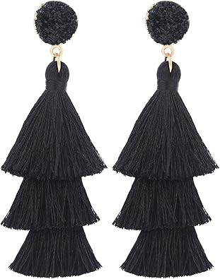 LEGITTA Black Tassel Earrings 