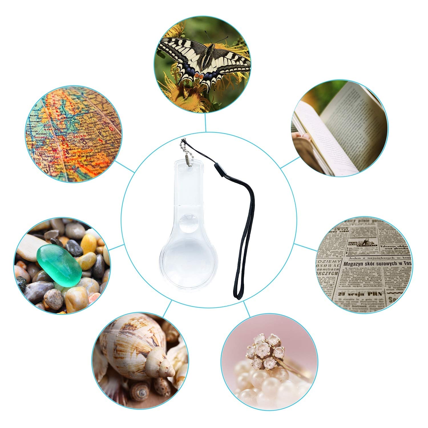 24 Pack Hand Lens 10X Plastic Magnifier Mini Hand-held Magnifying Glasses for Kids, Classroom, Reading, Outdoors, Science Observation