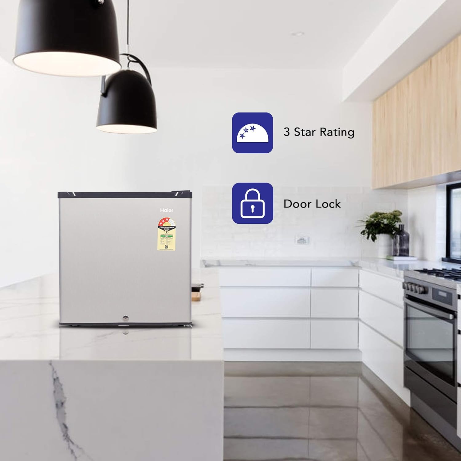 Silver Single Door Refrigerator 52L 3 Star 2019 Direct Cool Haier HR