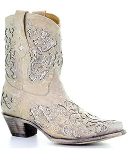Amazon Com Corral Women S White Glitter Inlay Crystals White