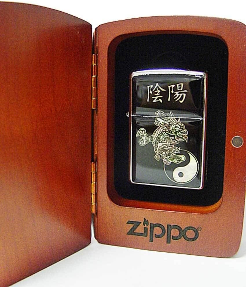 Zippo – Mechero Nácar Yin Yang Dragon en Rose caja de madera: Amazon.es: Hogar