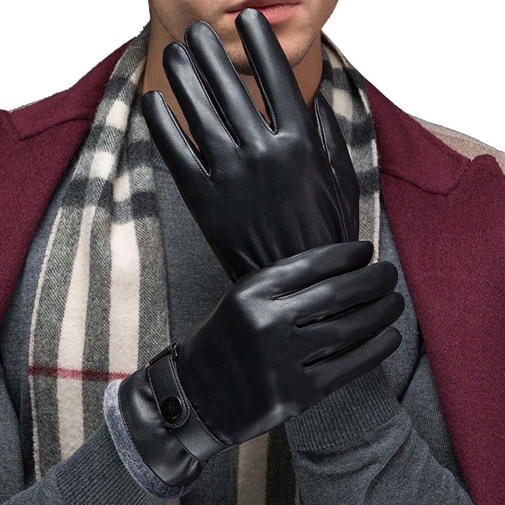 Savanaha Touchscreen Gloves Winter Waterproof Leather Gloves for Texting Cycling