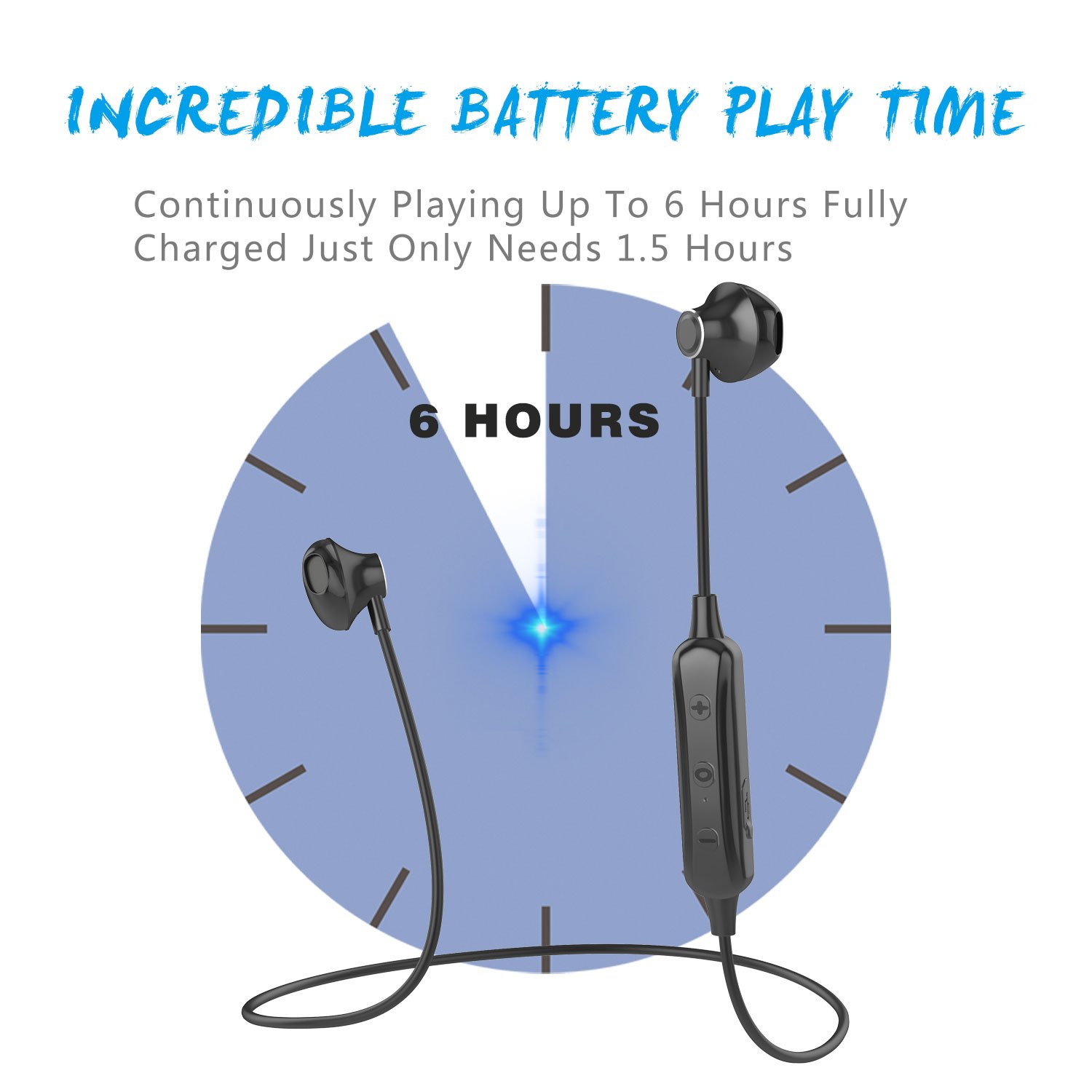 Ecouteur Bluetooth V4.1, Oreillette sans Fil Stéréo avec Microphone Casque Magnétique Anti Transpiration pour Running Jogging Yoga (Noir-W2)