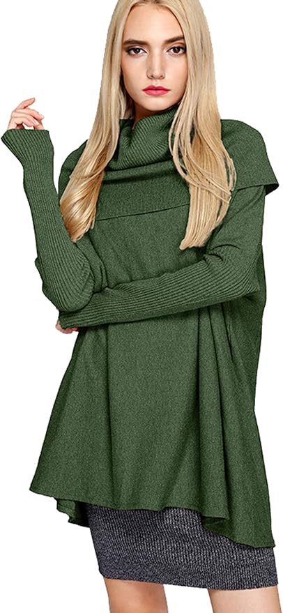 ケイミ Keimi レディースドルマンニットワンピース ニットセーターゆったり 大きいサイズ 秋物 タートルネック セーター オーバーサイズ グレー 黒 白 グリーン フリー セーター 通販 Amazon