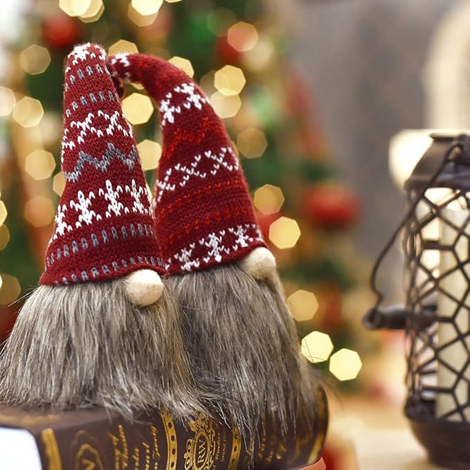 Angelo Natale.Valery Madelyn Christmas Deco Gnome Figurine Nano Set Di 2 Tessuti Con Barba Knoll Naso E