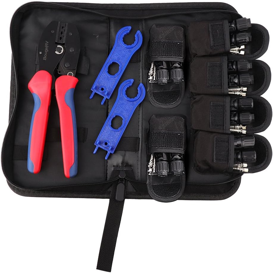 BougeRV Solar Connectors Crimper Tool Kit for 10/11/12/13 AWG Solar Panel Wire 6 Pairs Solar Panels Connector Male Female and 1 Pair Solar Connector Spanner Assembly Tools: Garden & Outdoor