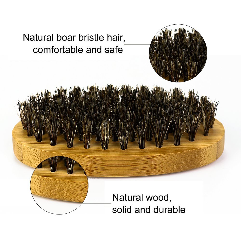 JUSTIME barba Cepillo y peine para hombres, cerdas de jabalí barba Cepillo y peine ayuda a que suaviza y acondicionado bigotes