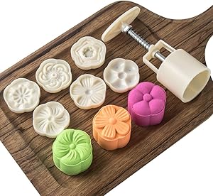 Cookie Stamp Moon Cake Mold Stamps, Cookie Press Mid Autumn Festival DIY Decoration Press Cake Cutter Mold (50g 6pcs Stamps)