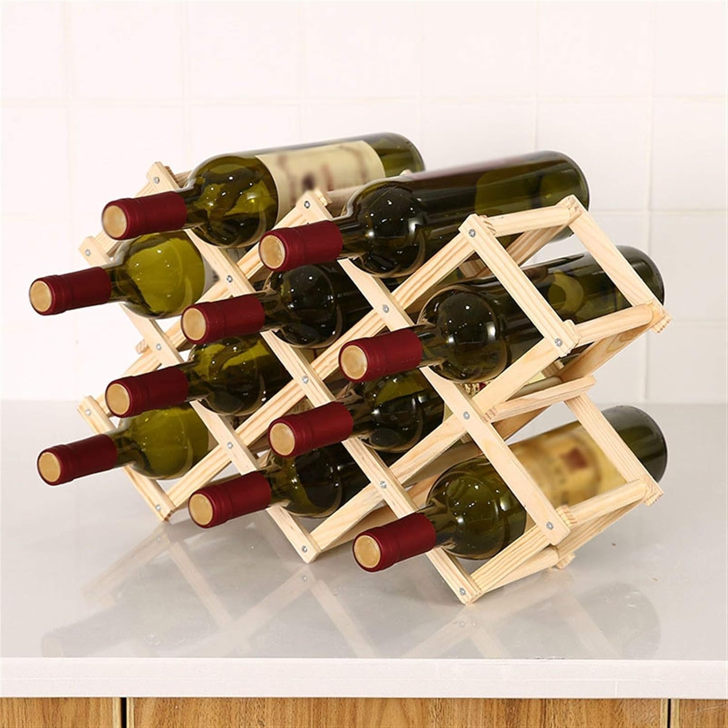 JIEKES Wine Storage Rack，Home Solid Wood Creative Folding