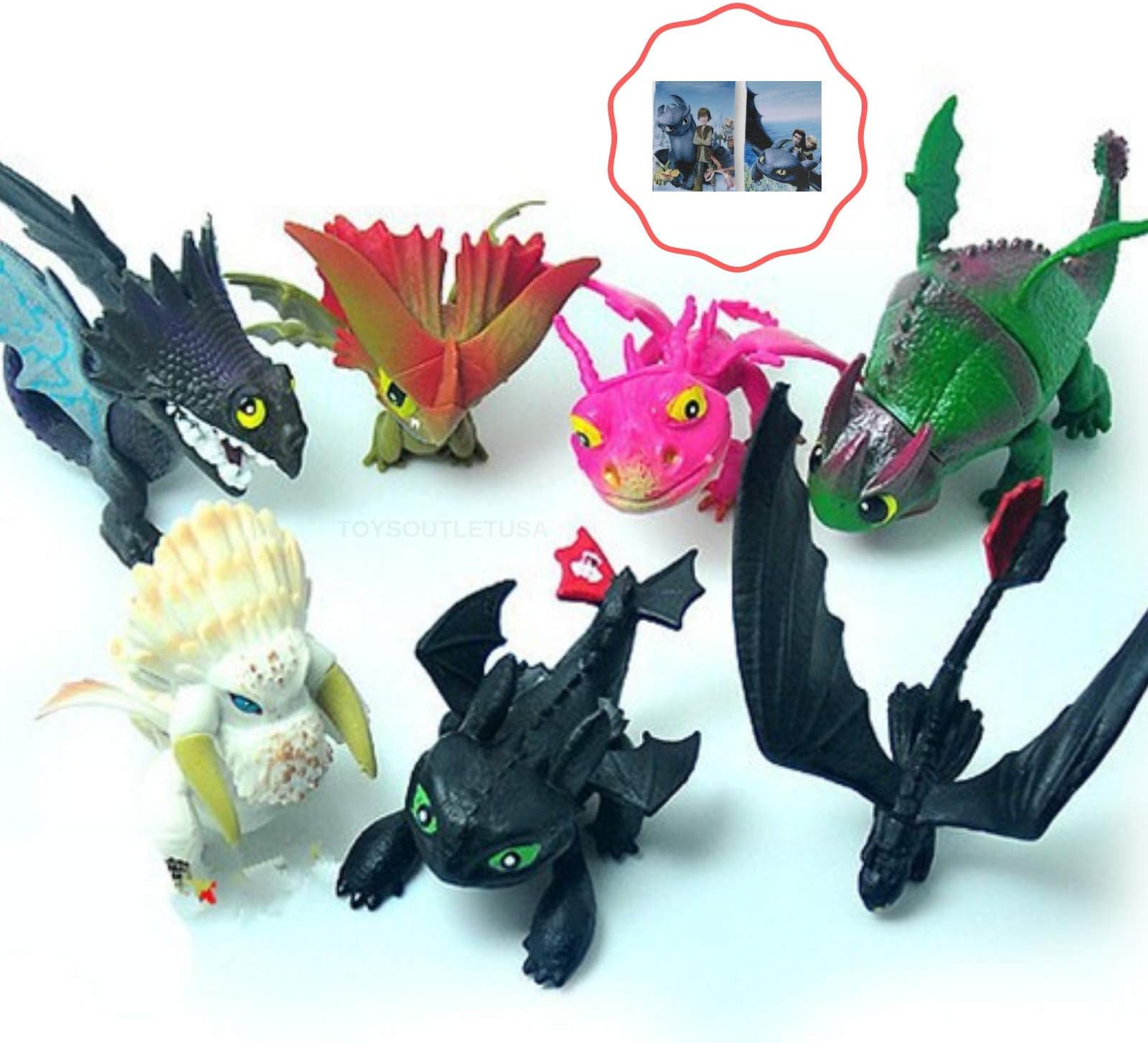 How To Train Your Dragon 7pcs Toy Cake Topper Figures | Bonus Card Sticker Included ToysoutletUSA
