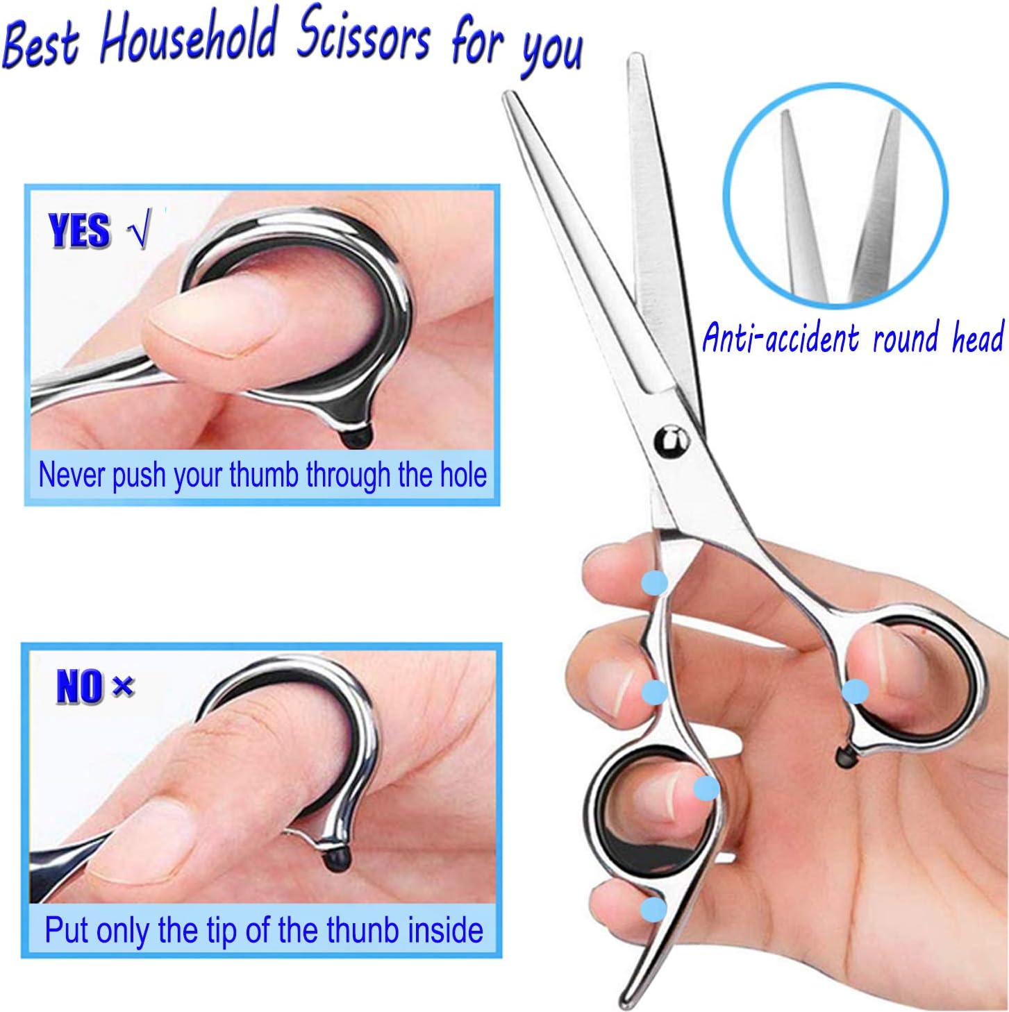 ESSOY Professional Hair Cutting Scissors/Shears (6.5-Inches), 4CR Stainless Steel Haircut Scissor with Fine Adjustment Screw for Home Salon, Barber Hairdressing Scissor for Women Men Kids : Beauty