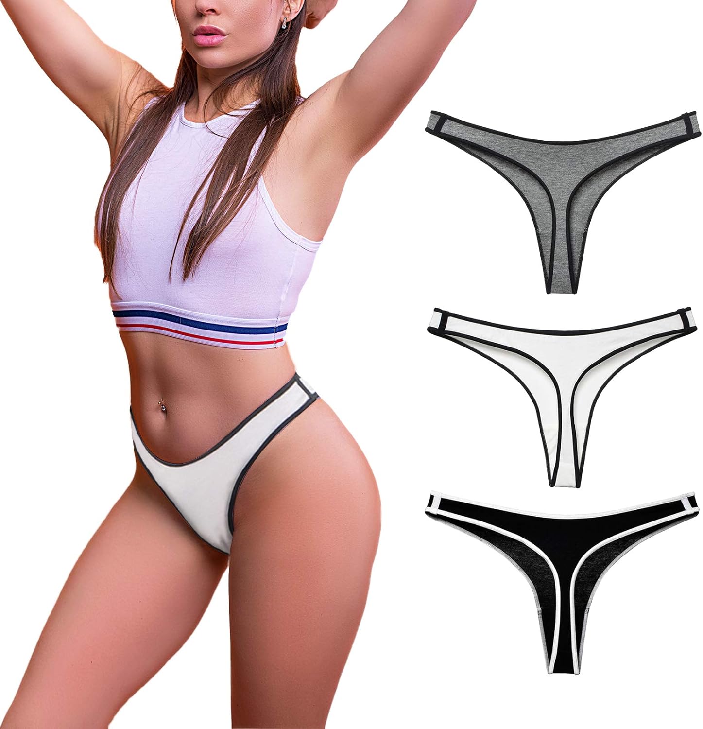 No Show Cotton Thongs for Women Workout Panties Underwear Set Amazon