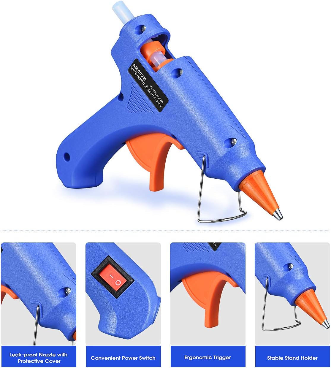 Hot Glue Gun, TOPELEK Mini Heating Hot Melt Glue Gun with 30pcs Melt Glue Sticks, Melting Glue Gun Set for School DIY Arts and Crafts Projects, Home Quick Repairs(20 Watts, Blue)