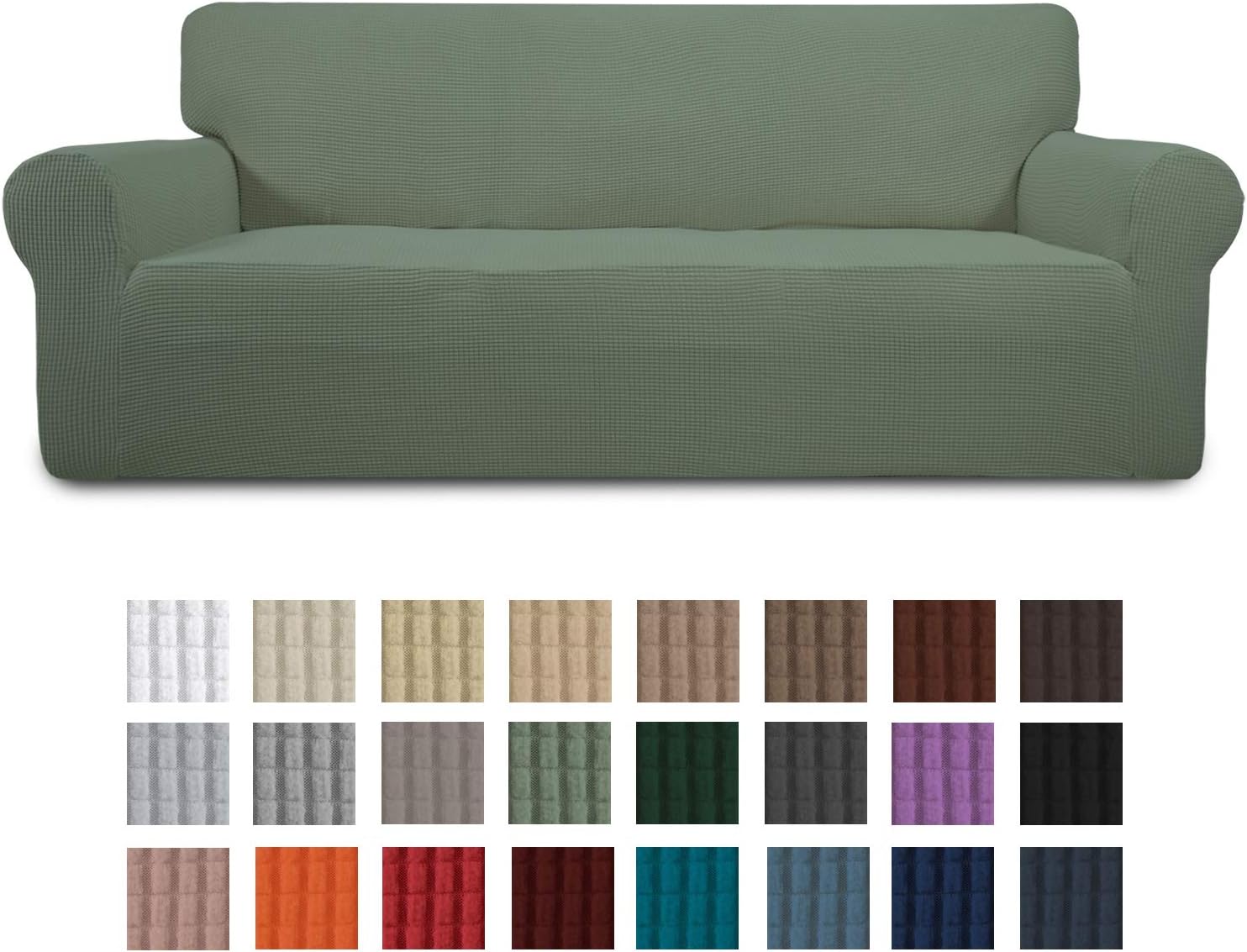 Easy-Going Stretch Sofa Slipcover 1-Piece Couch Sofa Cover Furniture Protector Soft with Elastic Bottom for Kids, Spandex Jacquard Fabric Small Checks(Sofa,Dark Gray): Kitchen & Dining