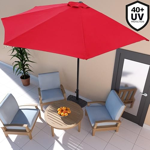 Outsunny Balcony Half Parasol Semi Round Umbrella Patio Aluminium Frame