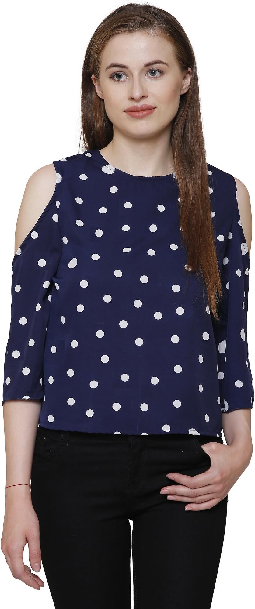 Kalava Women's Crepe Cold Shoulder Top