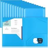 Henoyso 18 Pack Lake Blue Plastic Folder with Clear Front Pocket | Heavy Duty File Folders with 2 Insert Pockets and Card Slot, Organizer Solution for School Office Presentations