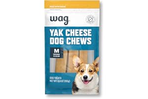 Amazon Brand - Wag Yak Cheese Himalayan Dog Chews, Dog Treats for Medium Size Dogs, All Natural, High Protein for Aggressive Chewers, 15-35 lbs, 3 Count, 6.9 oz