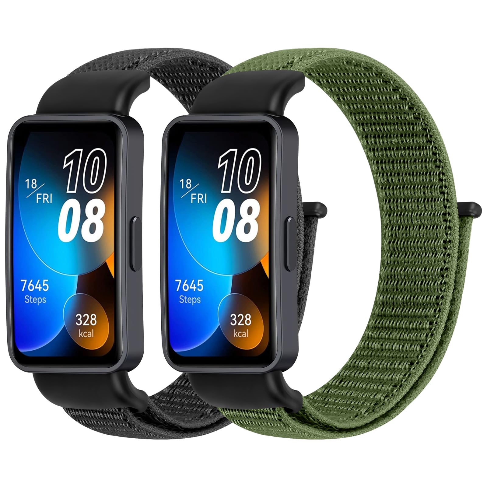 Tiptops Nylon Strap Compatible for Huawei Band 10/Huawei Band 9/Huawei Band 8 Women Men, 2 Pack Breathable Nylon Wristband Sport Solo Loop Replacement Straps for Huawei Band 8/9/10 (NFC)