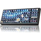 ZORNHER ZH870 Wireless Mechanical Gaming Keyboard,80% Blue Custom Creamy Sound Keyboard with Starry Night Dye Sublimation PBT Keycaps,Pre-lubed Linear Switches,Hot-Swappable,RGB Backlit