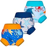 BIG ELEPHANT Baby Swim Diapers 3pcs, Reusable Adjustable Washable Waterproof Swimming Diaper for Boy's and Girl's 6Months - 5 Years