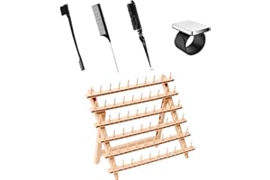 Laflare Braiding Rack for Hair with Comb set & Braid Gel Wristband & Rack (Braid Extension Holder with 60 Pegs) with Braiding Accessories 5pc Set (PPCOM3)