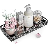 EKNITEY Vanity Tray for Bathroom Counter - Small Rectangle Decorative Tray 11 Inch Black Batroom Countertop Tray Organizer for Perfume Makeup Cosmetic Jewelry