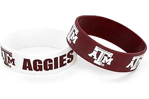 aminco NCAA mens Silicone Rubber Bracelet Set, 2-Pack