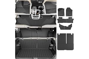 powoq Floor Mat Compatible with 2016-2022 Honda Pilot Cargo Mat with Backrest Mat Cargo Liner Replacement for 2016-2022 Honda Pilot Accessories (8 Seats Trunk Mat with Backrest Mat+Floor Mat)