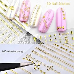 Gold Chains Nail Art Adhesive Stickers, 3D Metallic