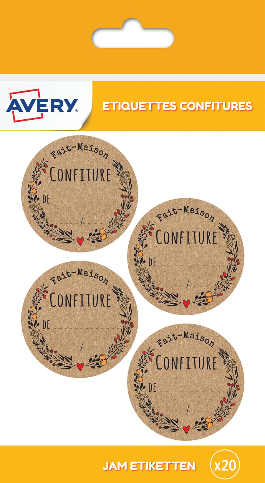 Avery Bag of 20 Homemade Labels for jams, Diameter 47.5 mm