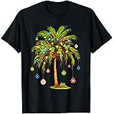 Christmas Palm Tree Light Hawaiian Tropical Xmas T-Shirt