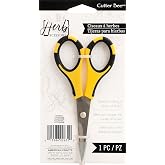 EK Tools Cutter Bee Precision Craft Scissors - Small Ergonomic Scissors with Micro Tip for Cutting Paper, Herbs, and More - Stainless Steel Blades, Yellow and Black