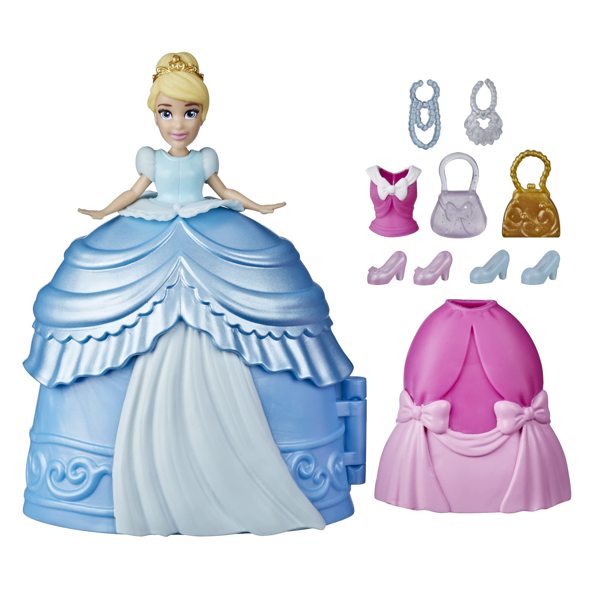 Disney Princess Styling Surprise Cinderella, Mini Doll Play Set with Dresses and Accessories, Toy for Girls from 4 Years