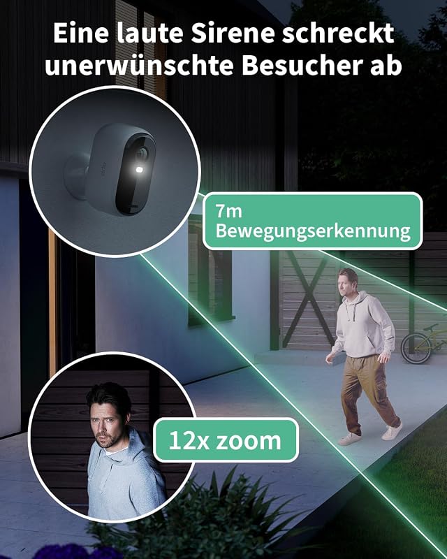 Essential 2 HD Überwachungskamera Aussen & 3x Solar, Kabellos, 1080p Video, Farbnachtsicht, Licht, Bewegungsmelder, Sirene, 2-Wege Audio, Smart Home + Arlo Secure Plan Testzeitraum, 3er Set, Weiß