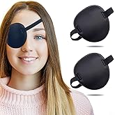 THSIREE 2PCS Eye Patch Medical for Adults and Kids, Left and Right Eye | Adjustable Amblyopia Eye Patches for Women Men, Soft Breathable Fabric, Daily Vision Therapy, Pirate Costume