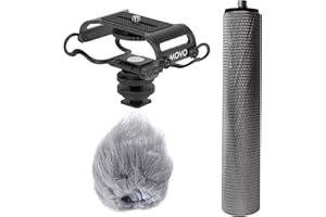 Movo AEK-Z4 Handy Portable Recorder Accessory Kit with Mic Grip, Shock Mount, and Deadcat Windscreen for Zoom H1n, H2n, H4n, H5, H6, DR-40X, DR-05X, DR-07X, DR-22WL, DR100MKIII