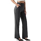 Willit Women's Wide Leg Dress Pants High Waisted Stretch Work Pants Office Business Casual Slacks Pockets Short Charcoal Dark Grey XS