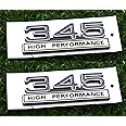 2pcs 345 5.7 Liter High Performance Engine Emblems Badge 3D Decals Stickers Cars Trucks (Chrome Blue)