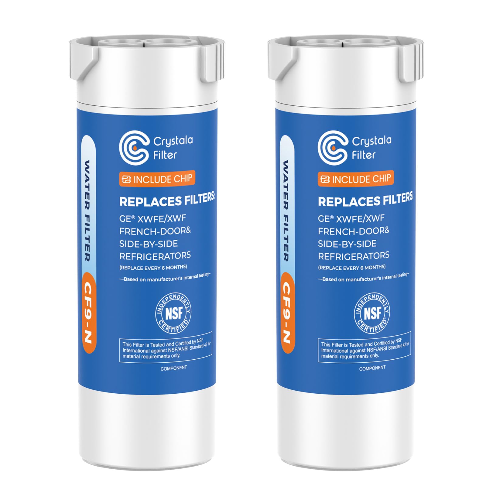 Photo 1 of Crystala Filters Water Filter Compatible with XWFE (Built-in CHIP), Replacement for GE XWFE, XWF Refrigerator Water Filter Pack of 2