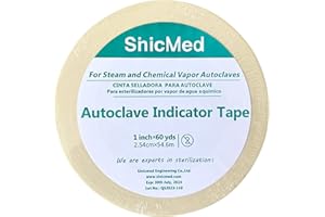 Sinicmed Autoclave Indicator Tapes for steam Sterilization(1''*60yards) with Plastic core for Dental lab Tattoo 1 roll