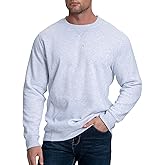 DITOK Mens Athletic Fleece Crewneck Sweatshirt Cotton-Blend Long Sleeve Casual Pullover Loose Fit Workout Sweat Shirts