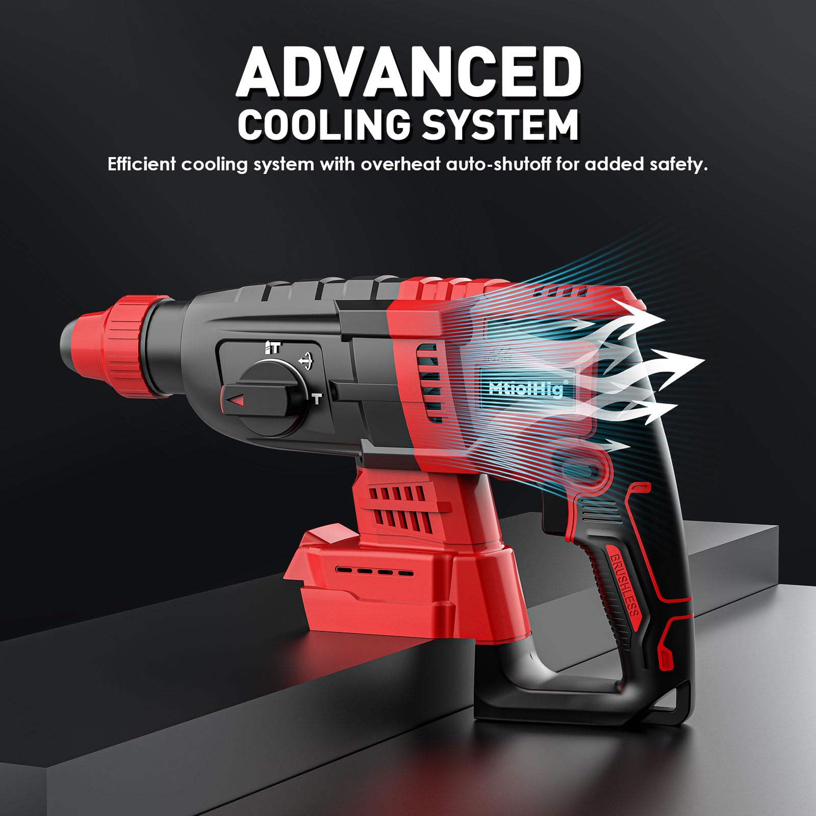 Cordless Rotary Hammer Drill for Milwaukee 18V Battery, Brushless SDS-Plus Hammer Drill with Safety Clutch for Concrete/Masonry, 1500 RPM, 4 Modes with 360°Auxiliary Handle, Including 4 Drill Bits