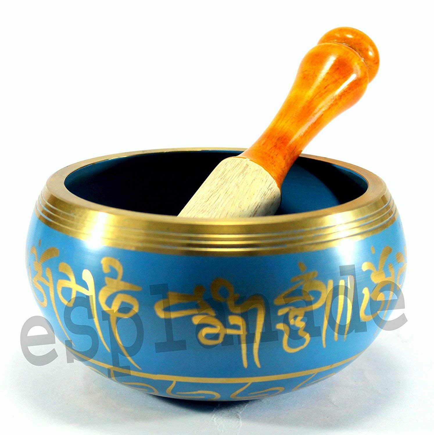 eSplanade 4 Inch Singing Bowl Tibetan Buddhist Prayer Instrument with Striker Stick | OM Bell | Meditation Bowl | Music Therapy (Blue)